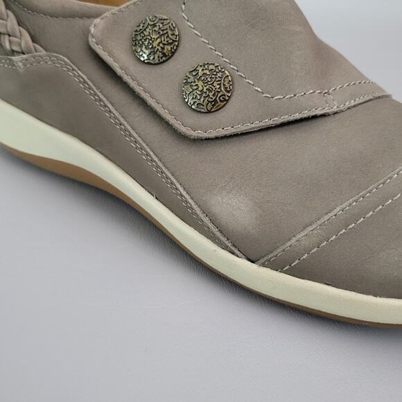 Aetrex Karina Women's Size 10 Leather Monk Strap Loafer Taupe Adjustable Flat - Picture 13 of 13